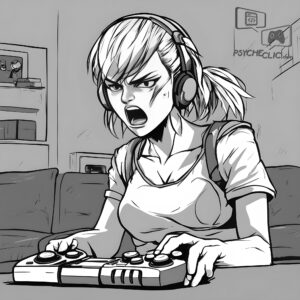 Joueuse en colère - Psycheclic, réalisé avec SDXL.